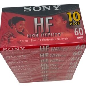 Sony HF 60 High Fidelity 9 Pack Audio Cassette Tapes Normal Bias C-60HFL Red